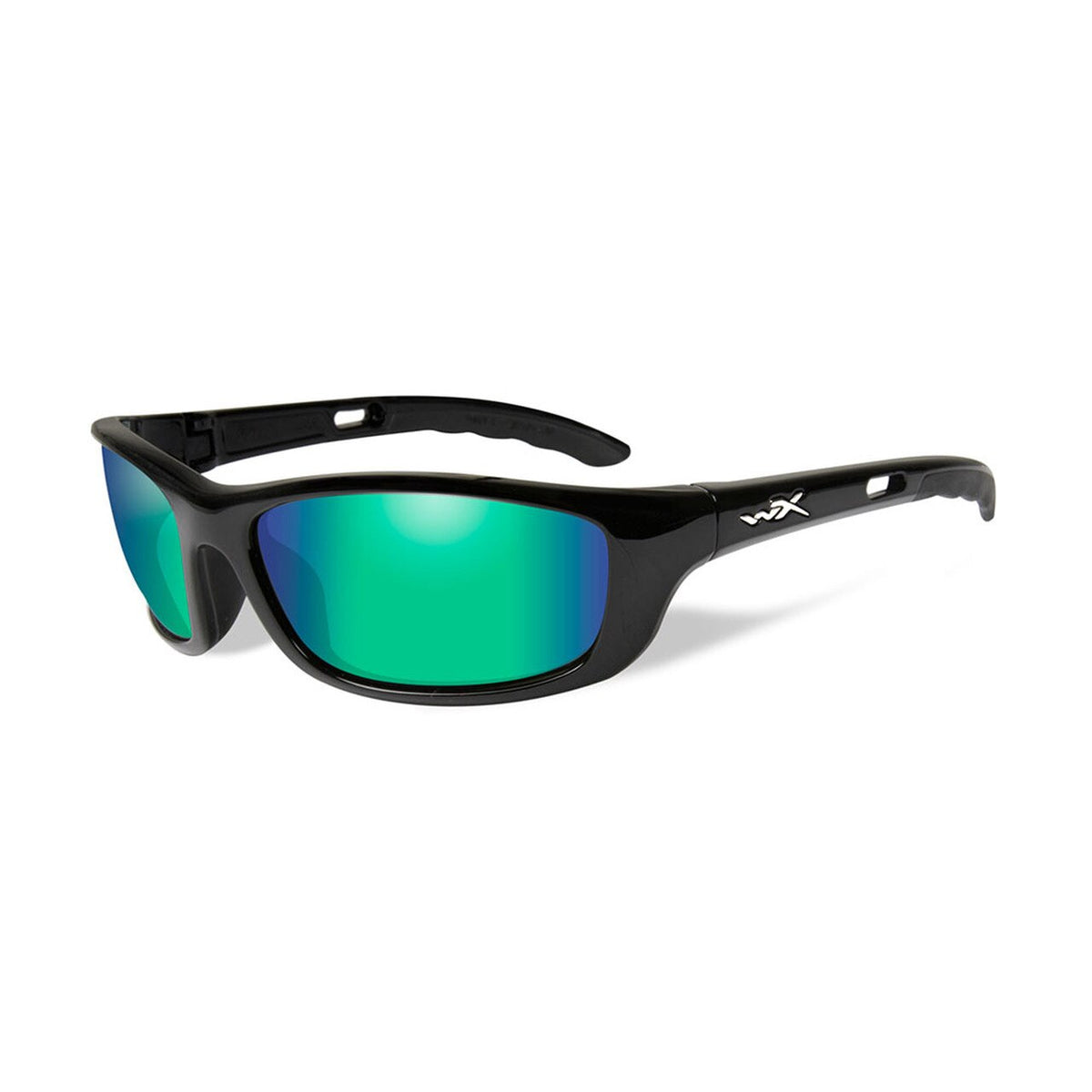 Wiley X P17GM Sunglasses Polarised Emerald Mirror Lens Gloss Black Frame Eyewear Wiley X Tactical Gear Supplier Tactical Distributors Australia