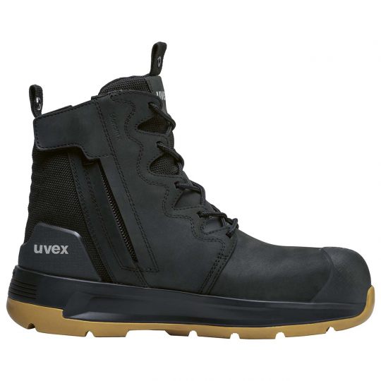 UVEX 3 X-Flow Side-Zip Work Boot Black/Tan-Footwear-Uvex Safety-UVEX-6542841-US 8-ProtectCoAustralia